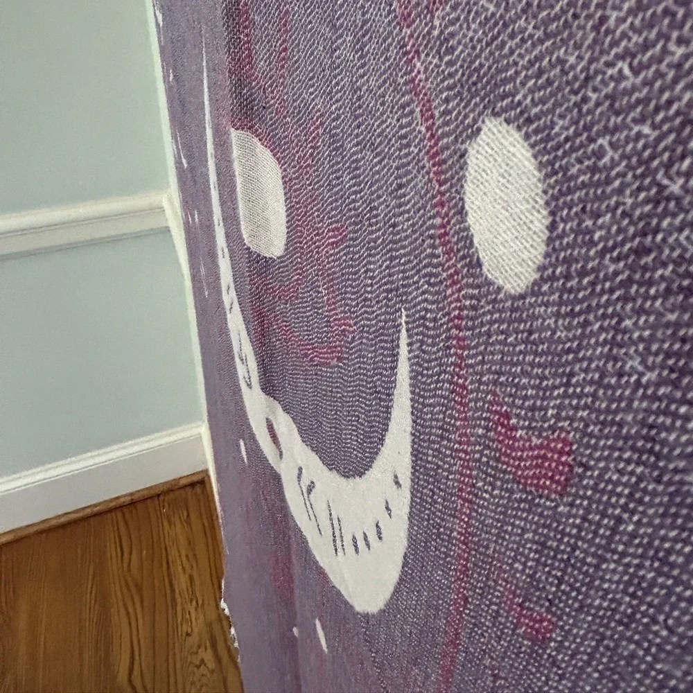 Purple Tapestry Curtain Blanket Towel Purple Bohemian Design Moon + Stars NEW